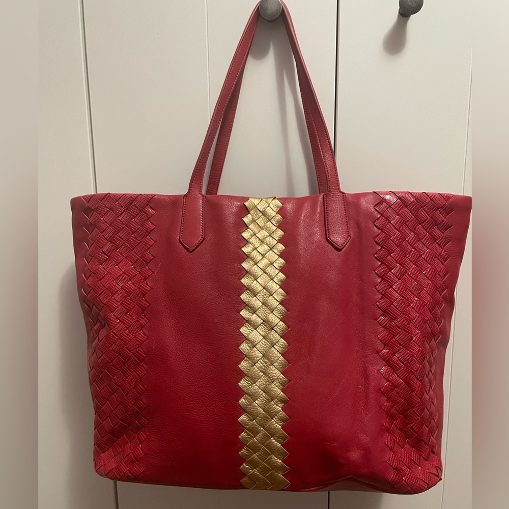 Red leather bag soft and light weight NEW